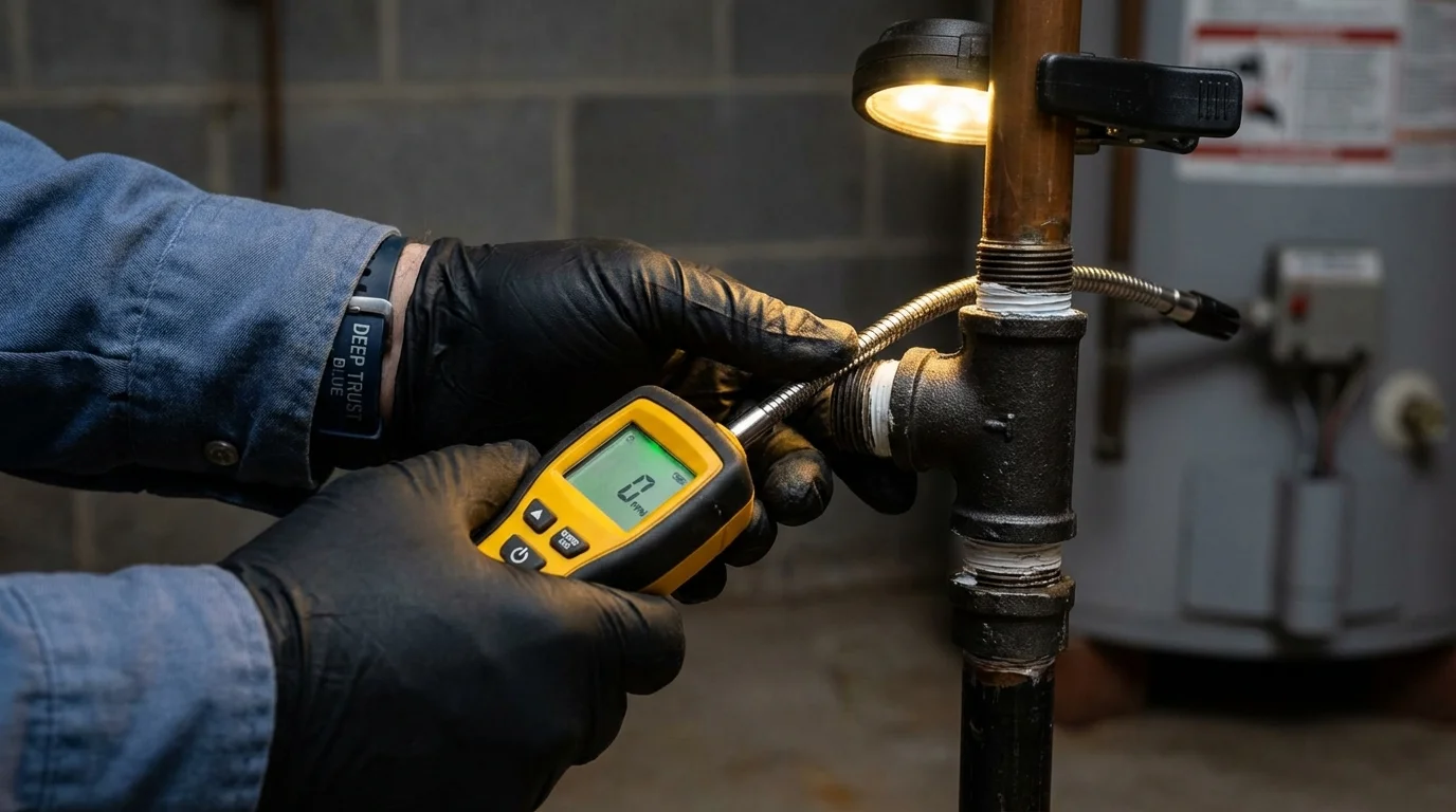 Gas leak detection with electronic sniffer by Johns Plumbing LLC in Avon